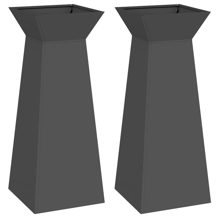 VidaXL jardinière pilier 2 pcs noir 40 x 40 x 100 cm