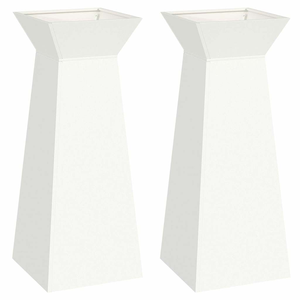 VidaXL jardinière pilier 2 pcs blanc 40 x 40 x 100 cm