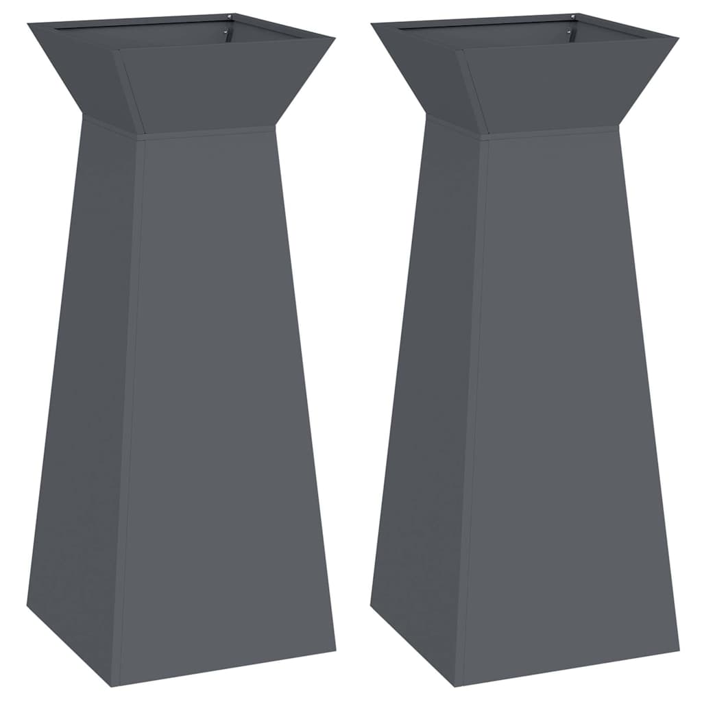 Vidaxxl jardinière pilier 2 pcs anthracite 40 x 40 x 100 cm