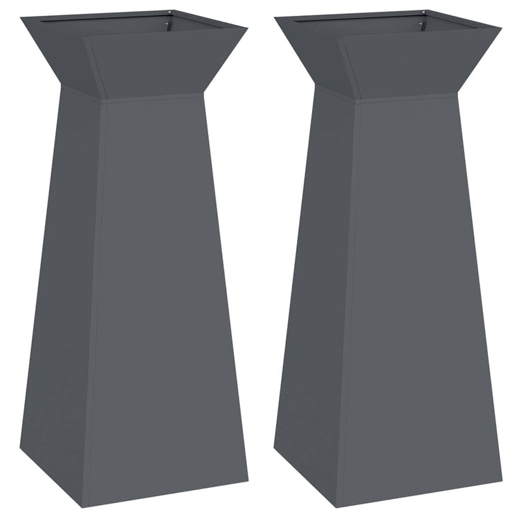 Vidaxxl jardinière pilier 2 pcs anthracite 40 x 40 x 100 cm