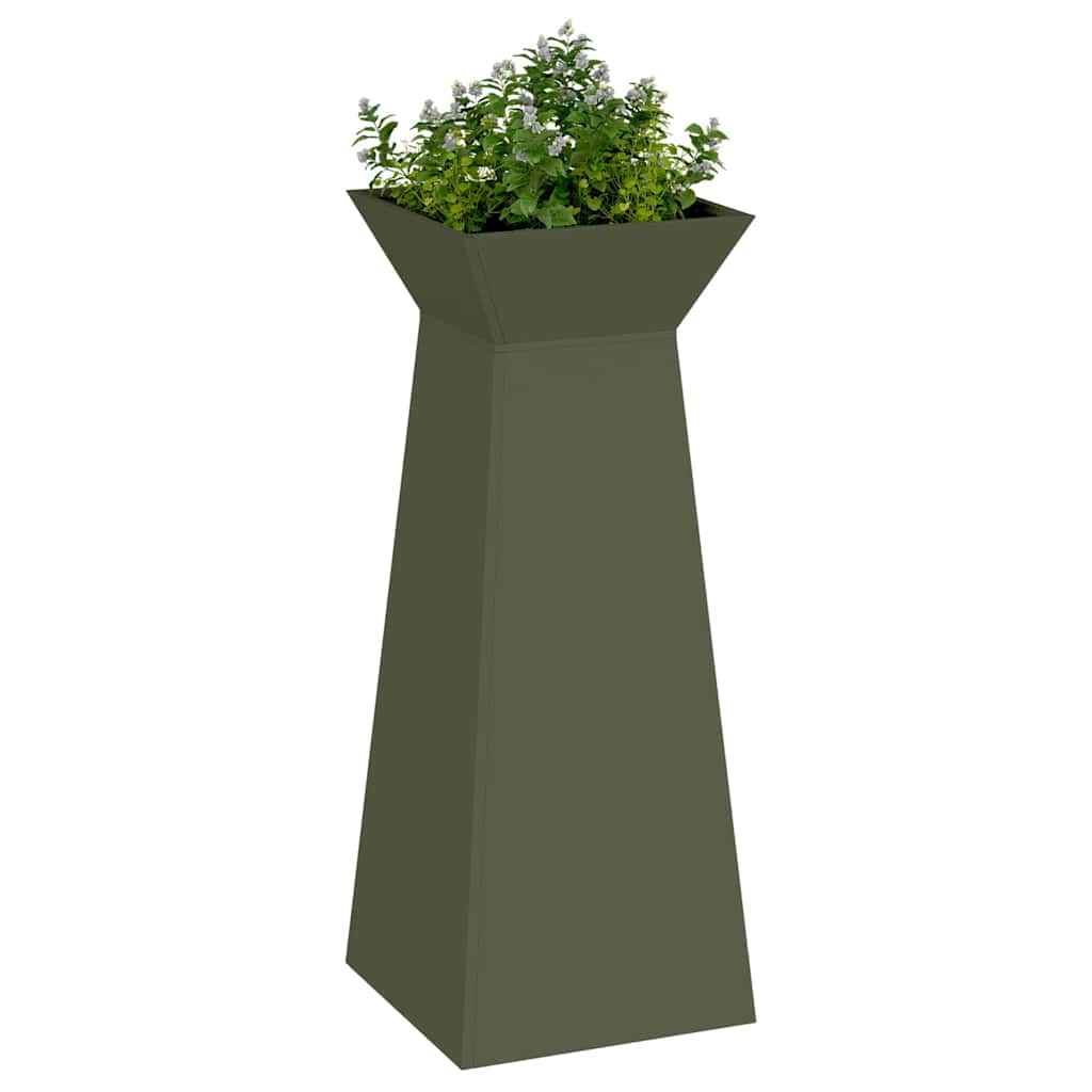 VidaXL jardinière pilier vert olive 40 x 40 x 100 cm