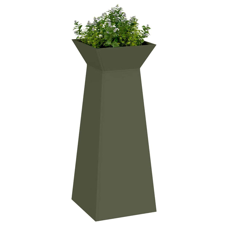 VidaXL jardinière pilier vert olive 40 x 40 x 100 cm