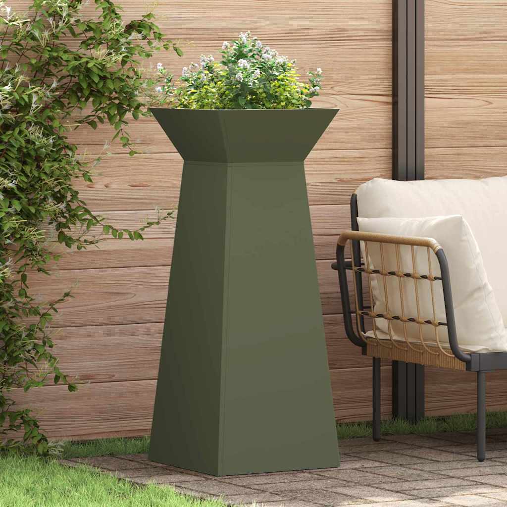 Vidaxxl jardinière pilier 2 pcs vert olive 40 x 40 x 100 cm