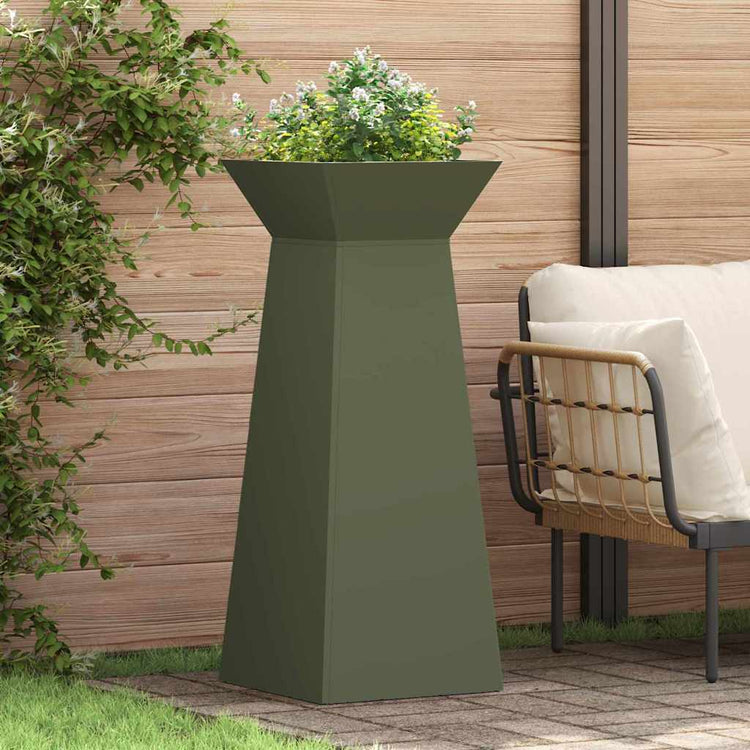 Vidaxxl jardinière pilier 2 pcs vert olive 40 x 40 x 100 cm