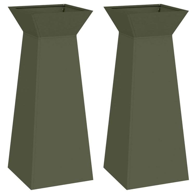 Vidaxxl jardinière pilier 2 pcs vert olive 40 x 40 x 100 cm