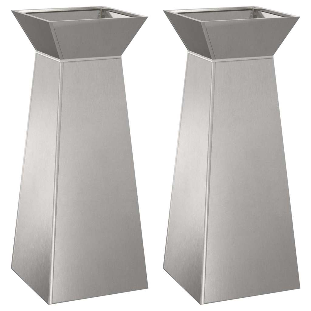 VidaXL jardinière pilier 2 pcs argent 40 x 40 x 100 cm
