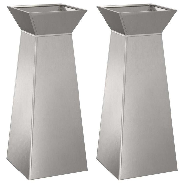 VidaXL jardinière pilier 2 pcs argent 40 x 40 x 100 cm