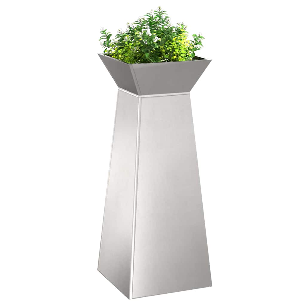 VidaXL jardinière pilier 2 pcs argent 40 x 40 x 100 cm