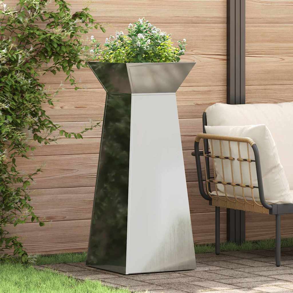VidaXL jardinière pilier 2 pcs argent 40 x 40 x 100 cm