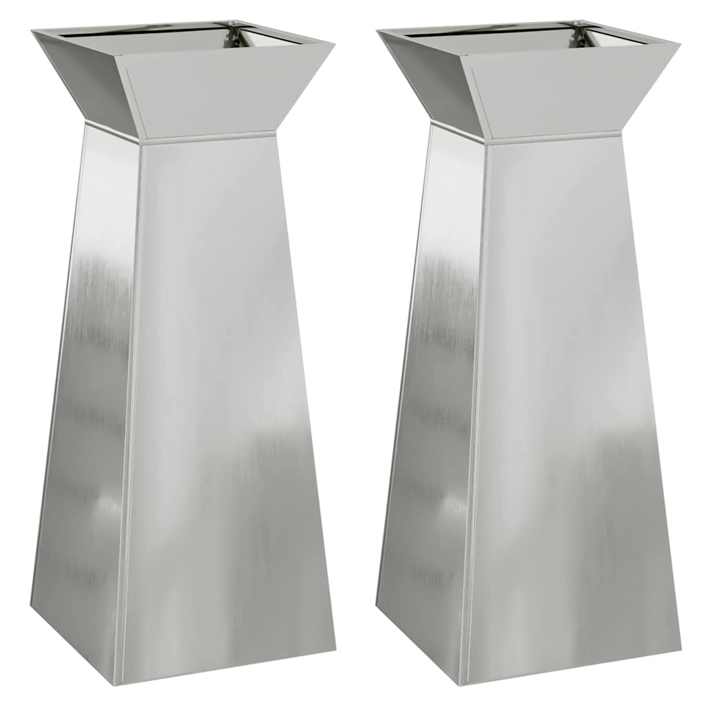 VidaXL jardinière pilier 2 pcs argent 40 x 40 x 100 cm