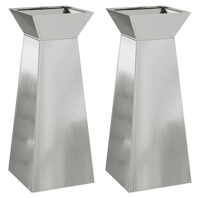 VidaXL jardinière pilier 2 pcs argent 40 x 40 x 100 cm