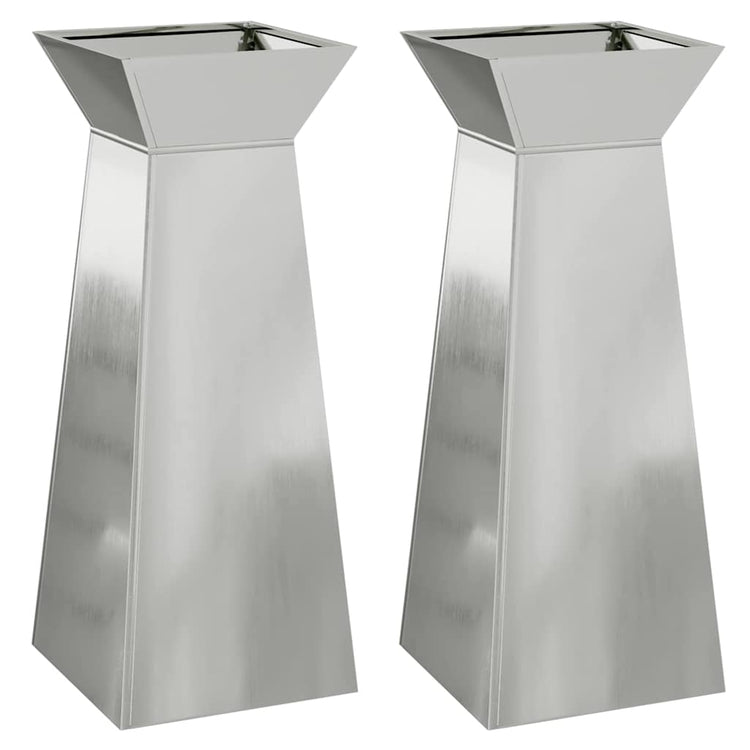 VidaXL jardinière pilier 2 pcs argent 40 x 40 x 100 cm