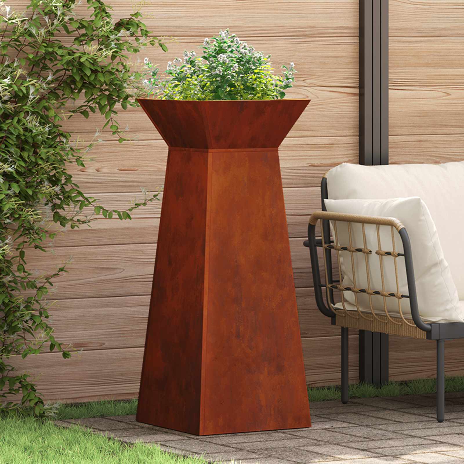 Jardinière pilier VidaXL argent 40 x 40 x 100 cm