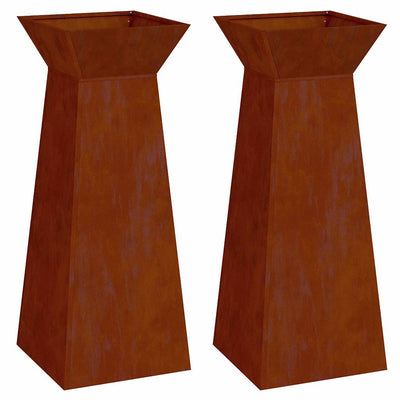Vidaxxl jardinière pilier 2 pcs argent 40 x 40 x 100 cm acier corten