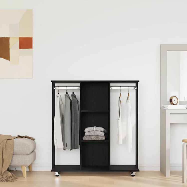 Vidaxxl armoire à roulettes chêne noir 102 x 38 x 110 cm bois fini