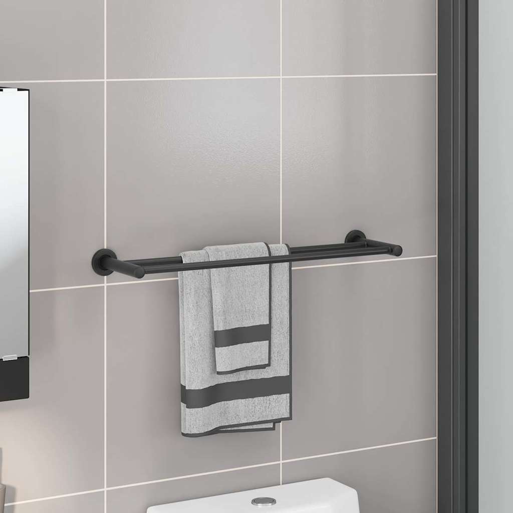 Vidaxx porte-serviettes noir 61 x 14,5 x 5 cm en acier inoxydable