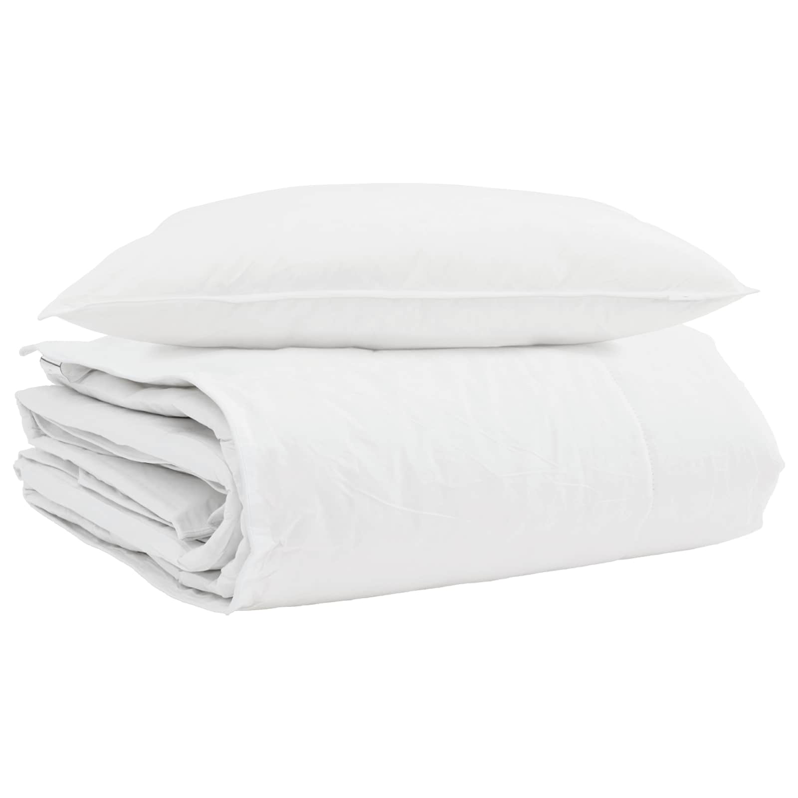 Vidaxl couette d'hiver avec oreiller 2 pcs plumes blanches