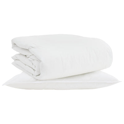 VidaXL couette 2 en 1 avec oreiller 2 pièces plumes blanches