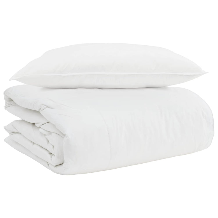 VidaXL couette 2 en 1 avec oreiller 2 pièces plumes blanches
