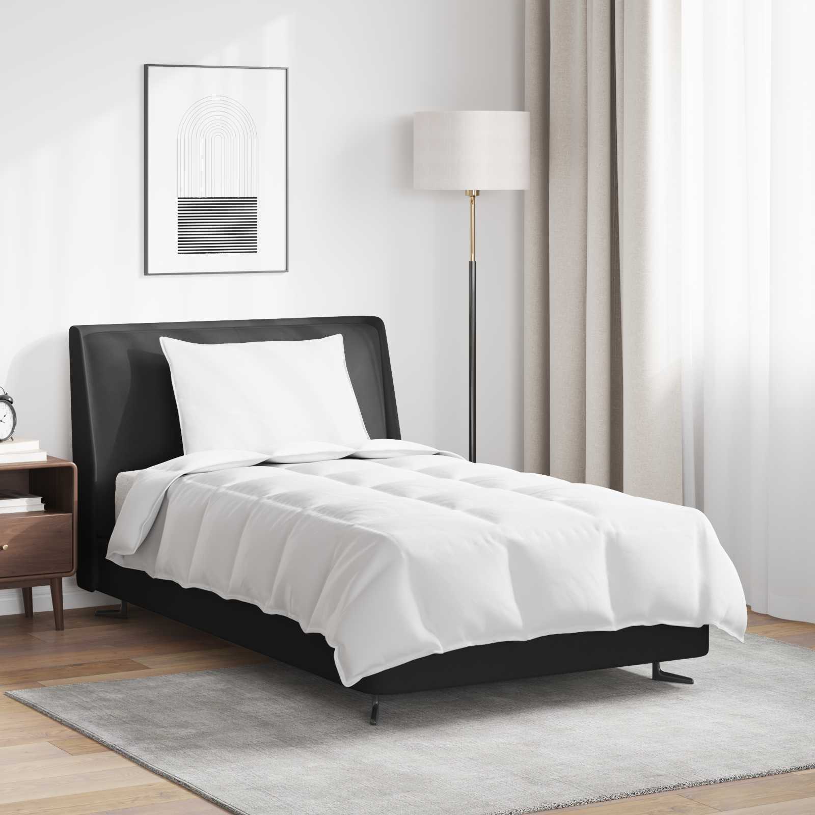 VidaXL couette 2 en 1 avec oreiller 2 pièces plumes blanches