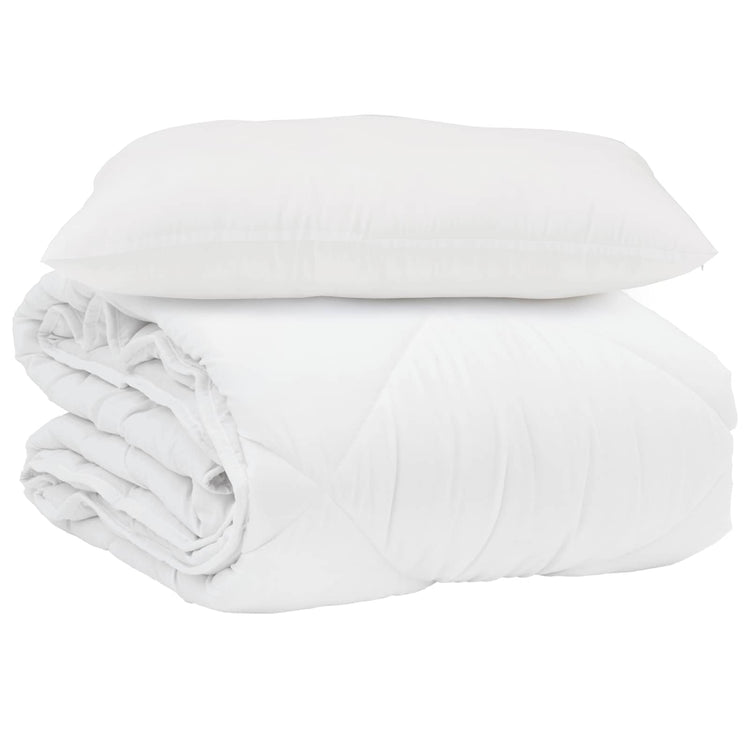 Vidaxl couette d'été avec oreiller 2 pcs microfibre blanche