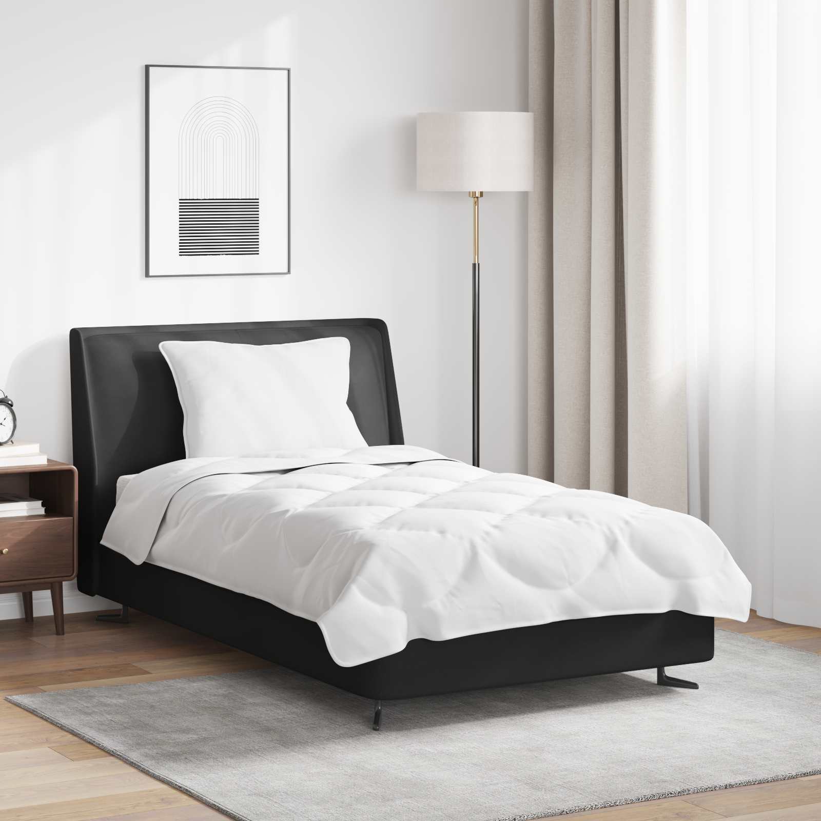 Vidaxl parure de couette avec oreiller 2 pcs microfibre blanche
