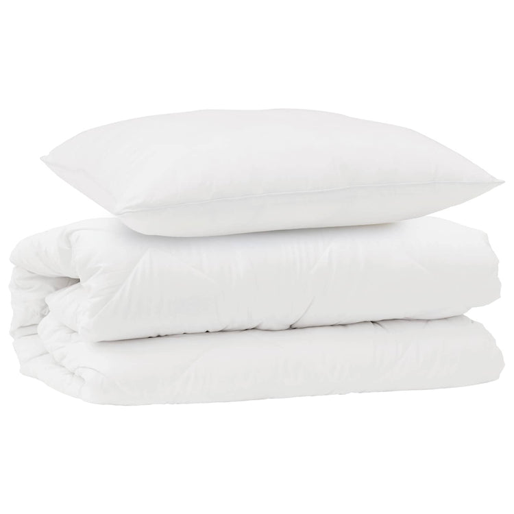 Vidaxl parure de couette avec oreiller 2 pcs microfibre blanche