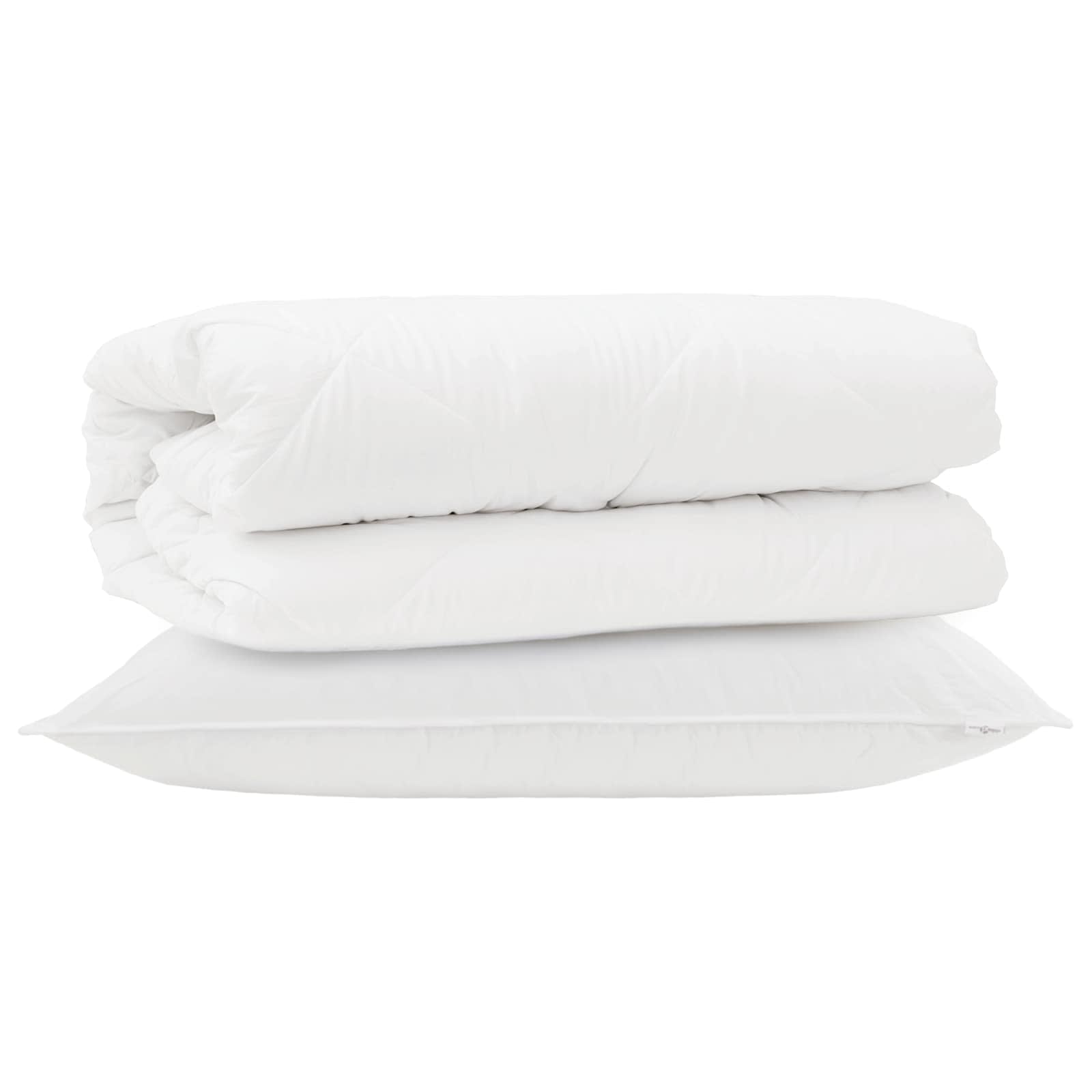 Vidaxl parure de couette avec oreiller 2 pcs microfibre blanche