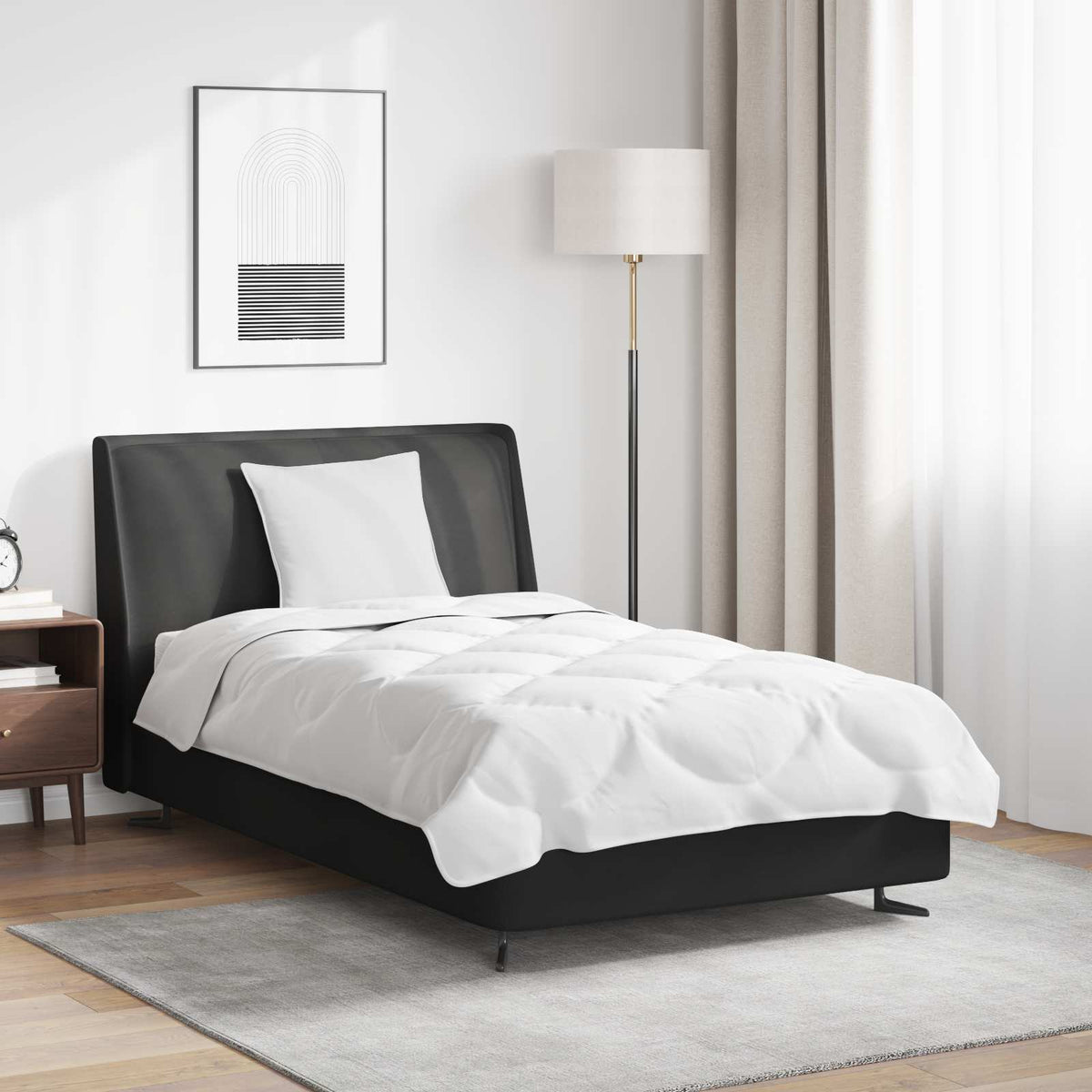 Vidaxl parure de couette avec oreiller 2 pcs microfibre blanche