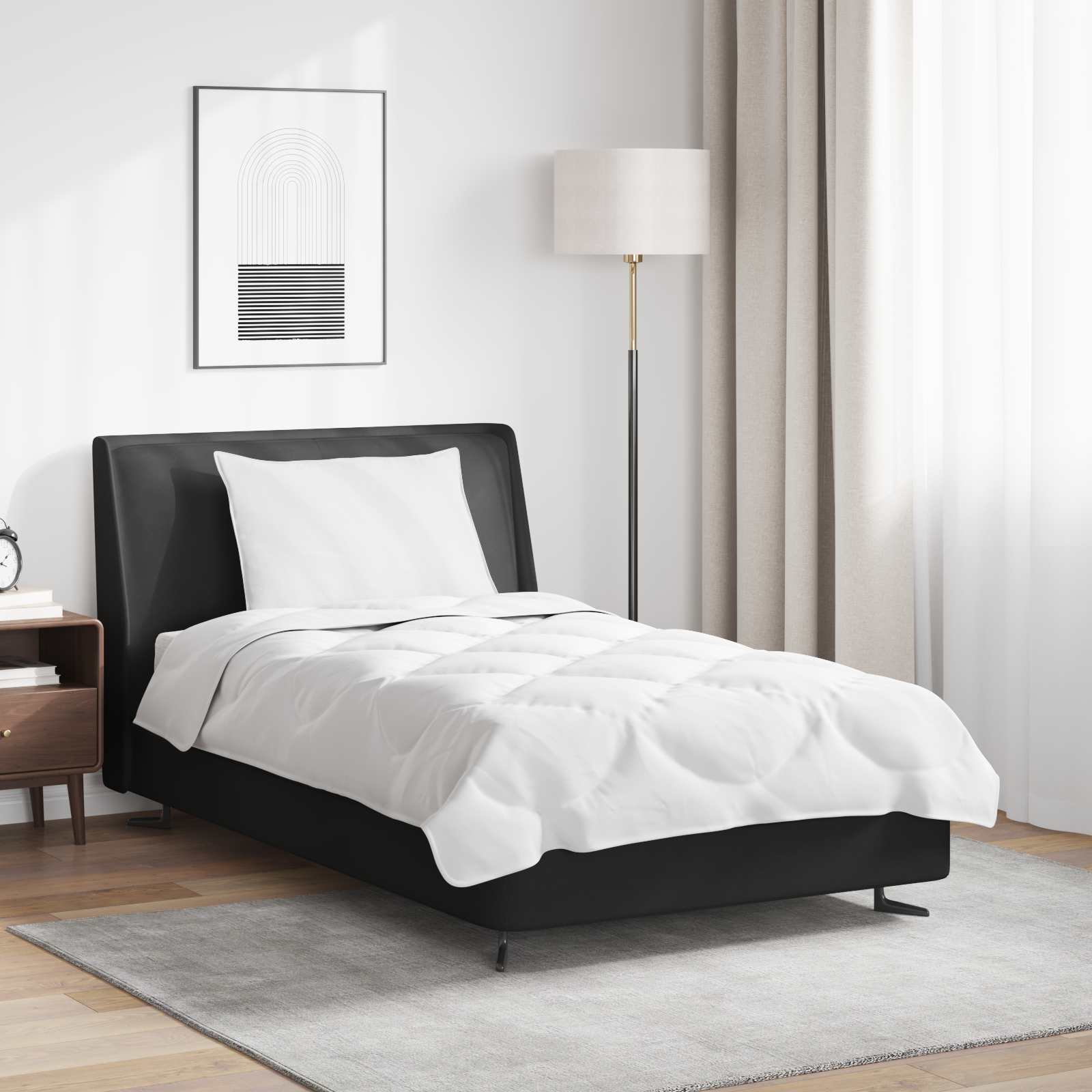 Vidaxl parure de couette avec oreiller 2 pcs microfibre blanche
