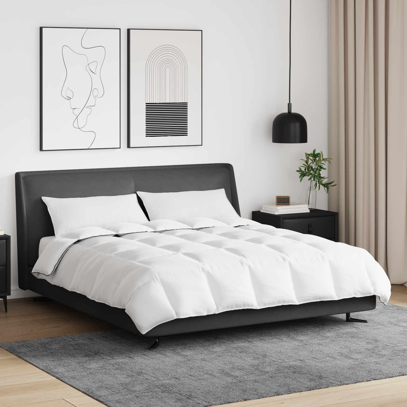 Vidaxl couette d'hiver avec oreiller 3 pcs plumes blanches