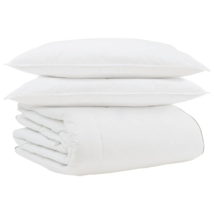 Vidaxl couette d'hiver avec oreiller 3 pcs plumes blanches