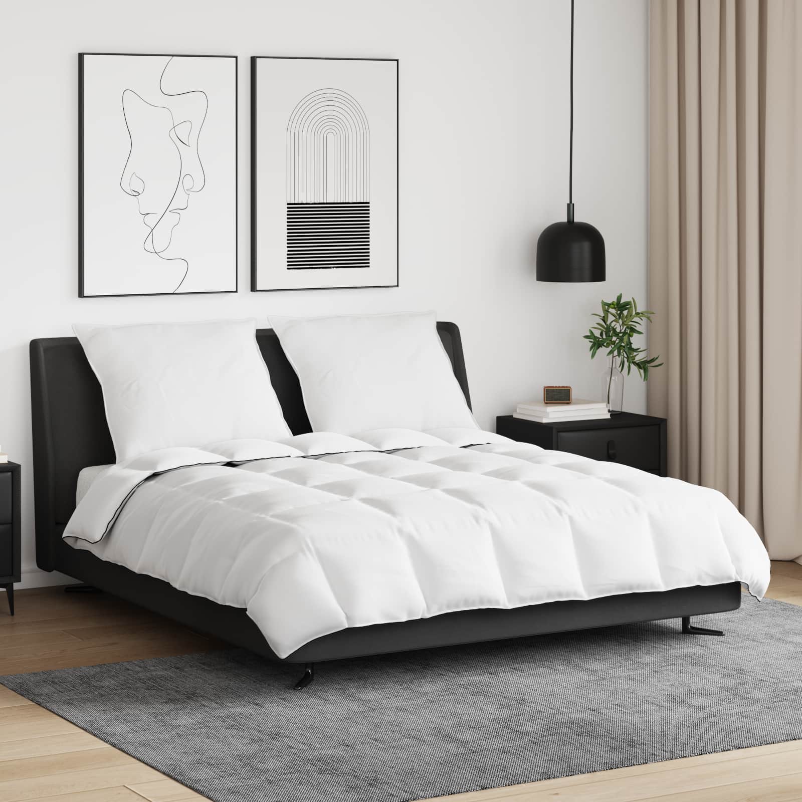 Vidaxl couette d'hiver avec oreiller 3 pcs plumes blanches
