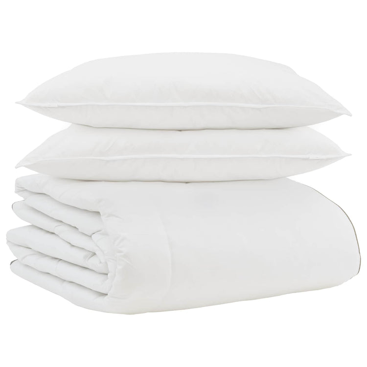 Vidaxl couette d'hiver avec oreiller 3 pcs plumes blanches