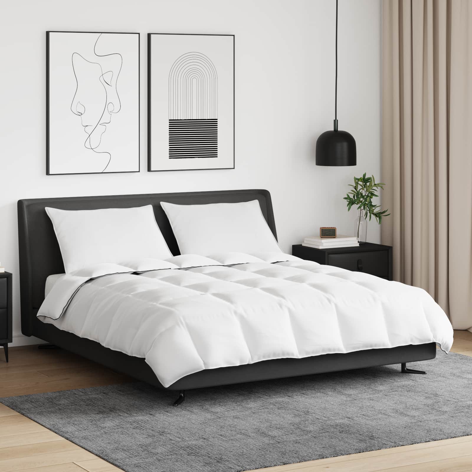 Vidaxl couette d'hiver avec oreiller 3 pcs plumes blanches