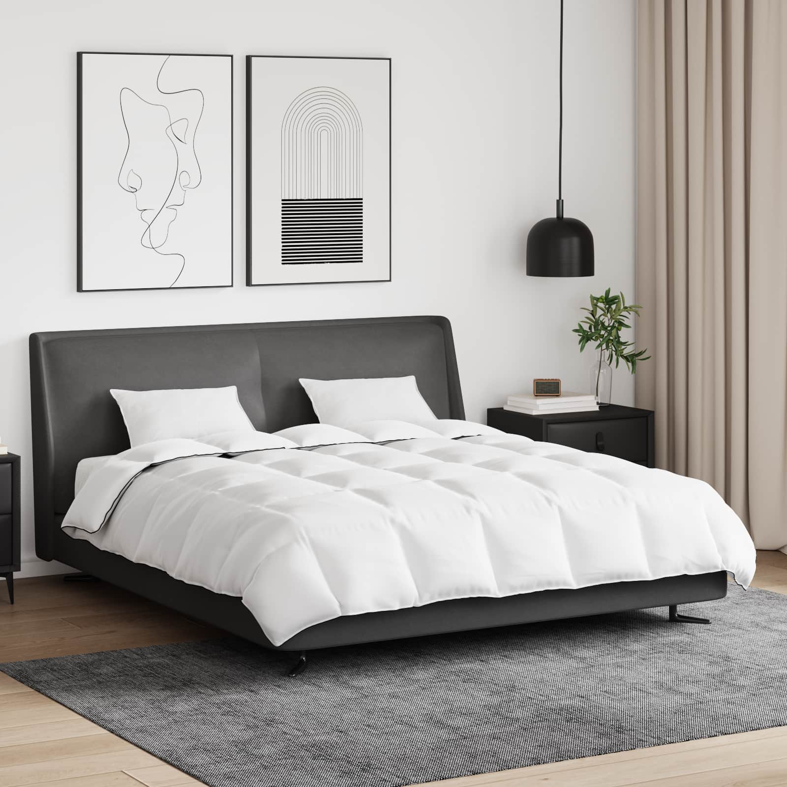 Vidaxl couette d'hiver avec oreiller 3 pcs plumes blanches