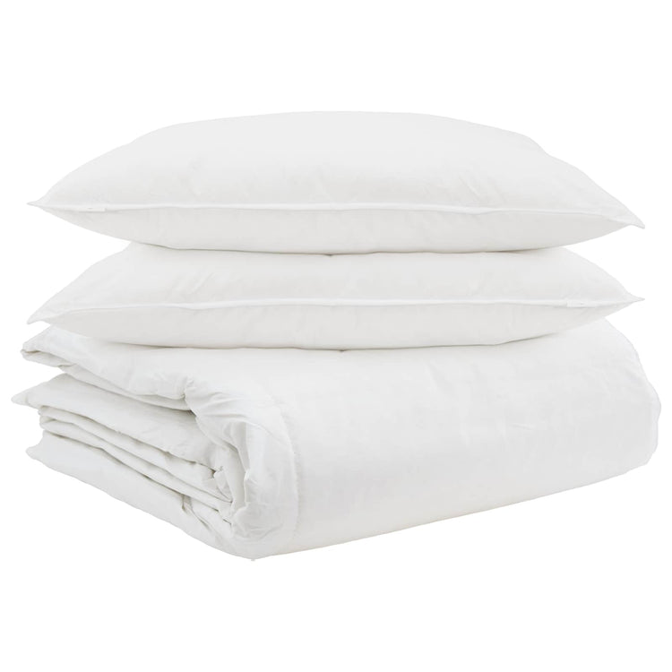 Vidaxl parure de couette avec oreiller 3 pcs plumes blanches