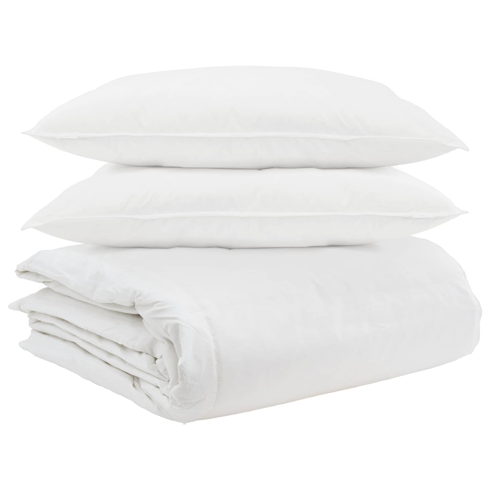 Vidaxl parure de couette avec oreiller 3 pcs plumes blanches