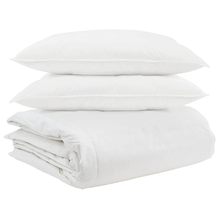 Vidaxl parure de couette avec oreiller 3 pcs plumes blanches