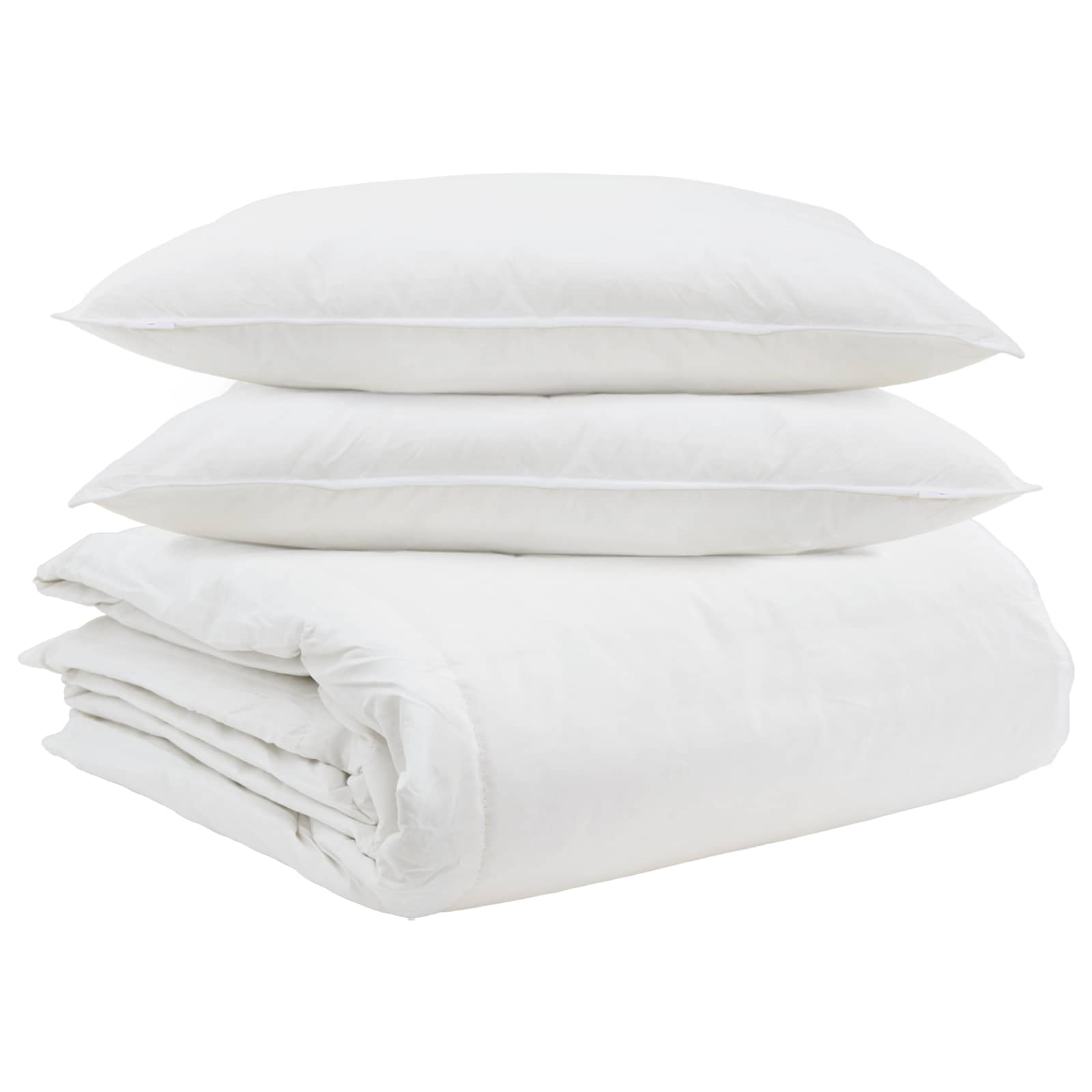 Vidaxl parure de couette avec oreiller 3 pcs plumes blanches
