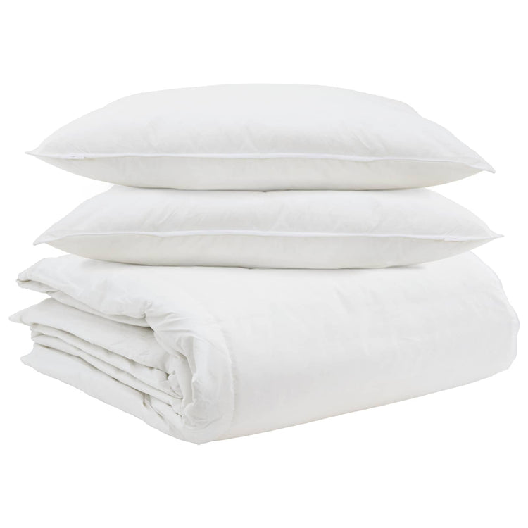Vidaxl parure de couette avec oreiller 3 pcs plumes blanches
