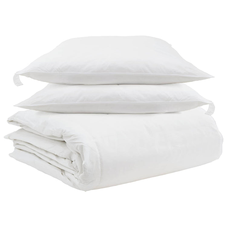 Vidaxl parure de couette avec oreiller 3 pcs plumes blanches