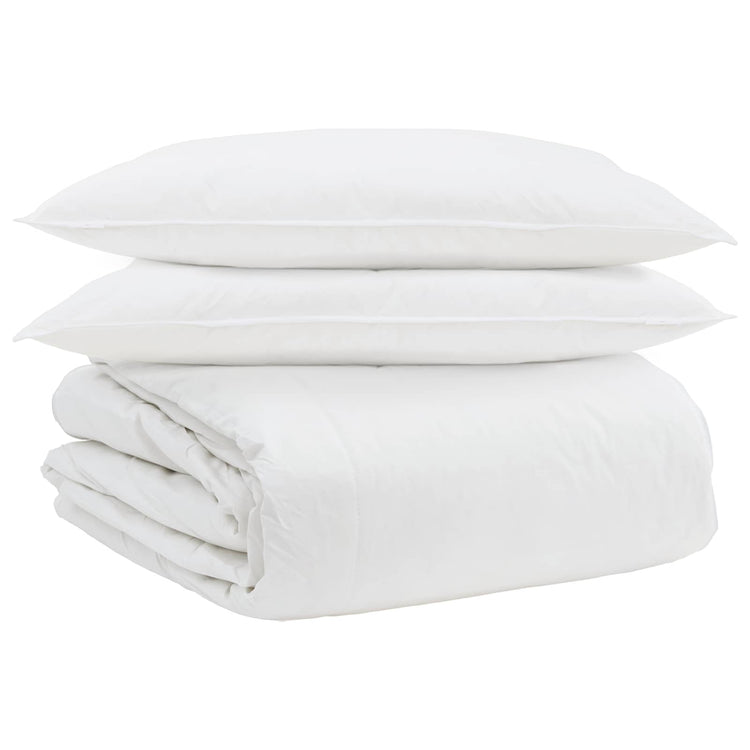 Vidaxl parure de couette avec oreiller 3 pcs plumes blanches