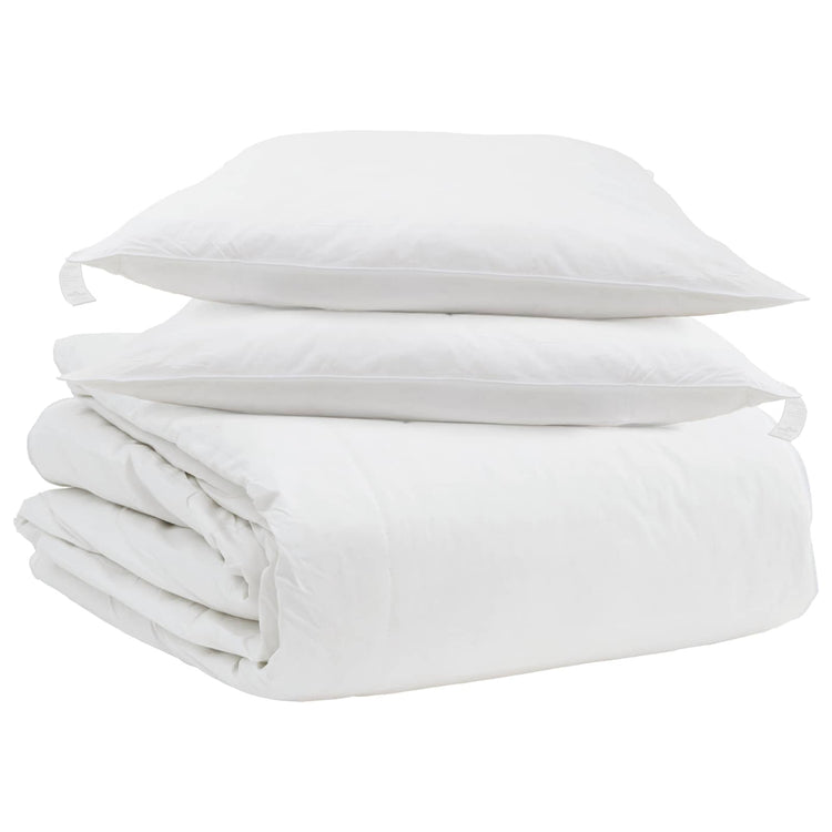Vidaxl parure de couette avec oreiller 3 pcs plumes blanches