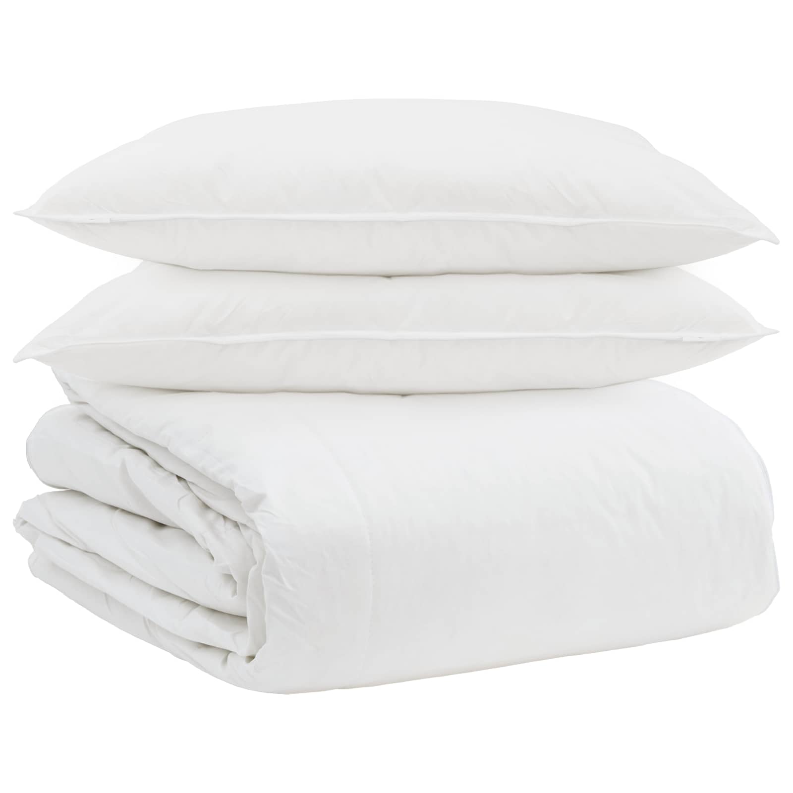 Vidaxl parure de couette avec oreiller 3 pcs plumes blanches