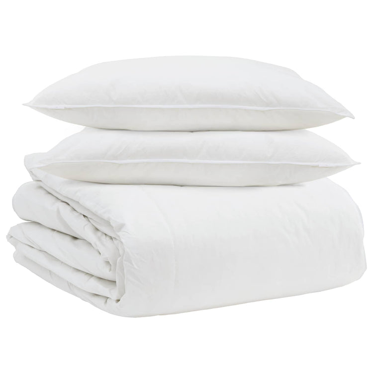 Vidaxl parure de couette avec oreiller 3 pcs plumes blanches