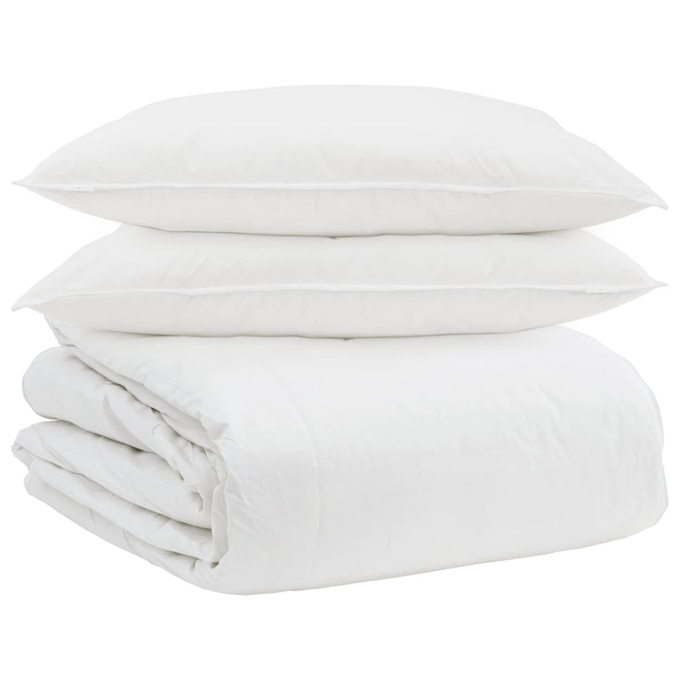 Vidaxl parure de couette avec oreiller 3 pcs plumes blanches