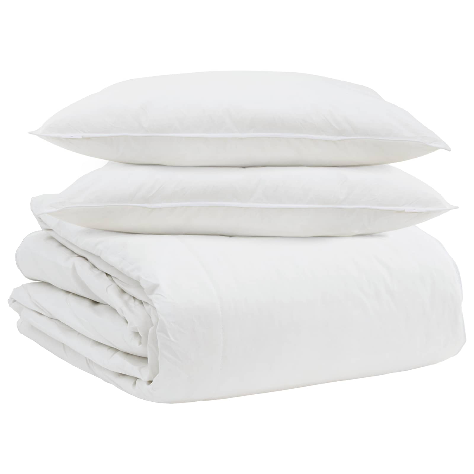 Vidaxl parure de couette avec oreiller 3 pcs plumes blanches