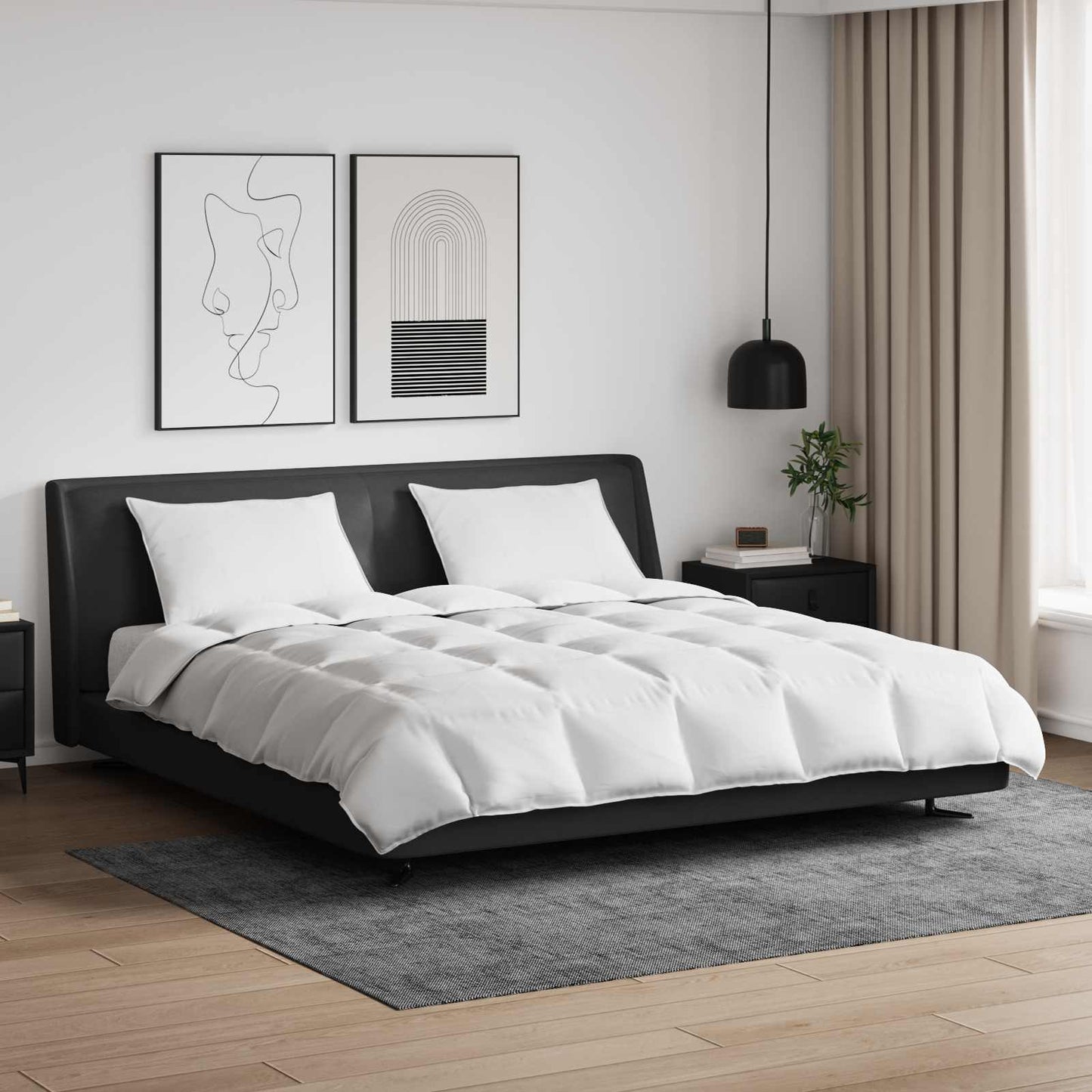 Vidaxl parure de couette avec oreiller 3 pcs plumes blanches