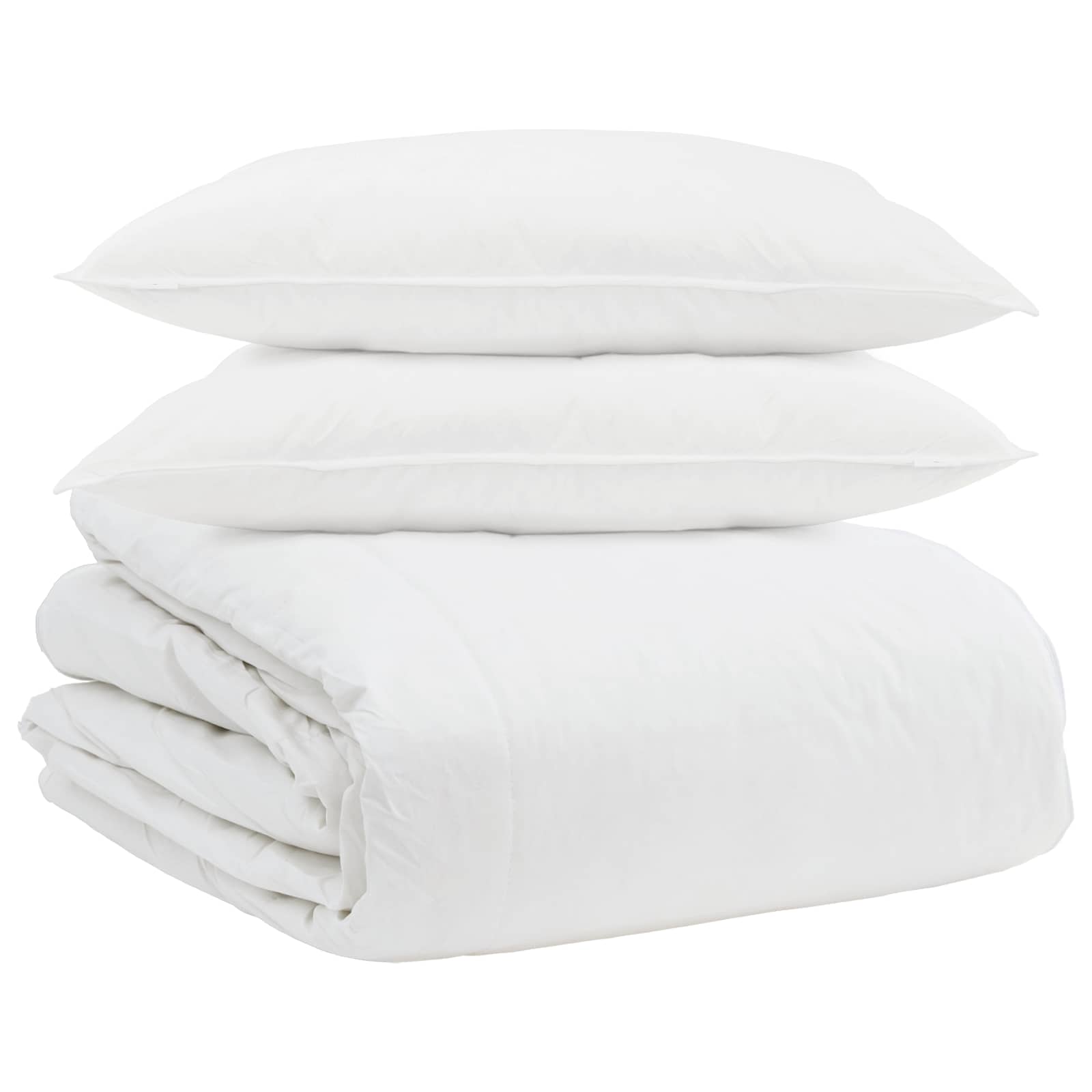 Vidaxl parure de couette avec oreiller 3 pcs plumes blanches